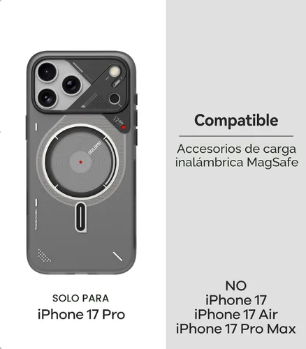 Vista 2 de Aulumu A17 Funda Magnética Térmica para iPhone 17 Pro CoolHyper con Control de Cámara Tecnología IMD Compatible con Magsafe Toque gris