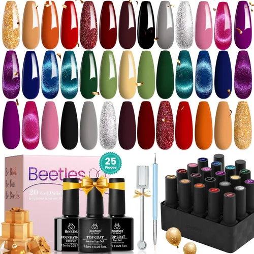 Vista 21 de Beetles - Kit de 69 esmaltes de uñas de gel con luz UV – Kit de esmalte de uñas de gel de 35 colores con base y capa superior brillante