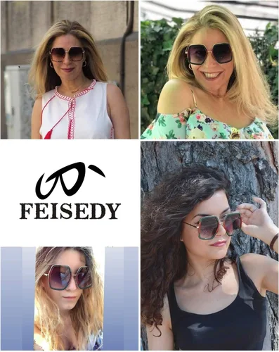 Vista 6 de FEISEDY Women Large Hexagon Inspired Sunglasses Fashion Irregular Design Style Geometric B2503