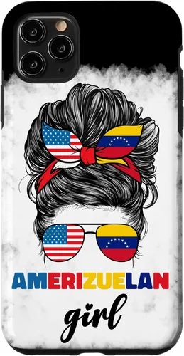 Vista 13 de iPhone 16 Half American And Venezuelan USA Venezuela Flag Girl Funda para mujer