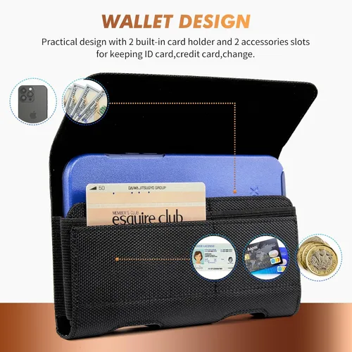 Vista 2 de BECPLT Funda de nailon para cinturón para teléfono celular, funda para cinturón con clip, compatible con iPhone 13 Mini, 12 Mini, SE 2020, 8, 7, 6