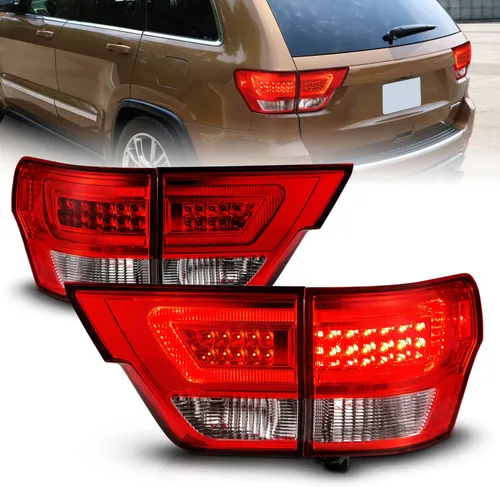 Vista 9 de AmeriLite Juego de luces traseras de repuesto para Jeep Grand Cherokee WK2 2011-2013, color negro, lado del pasajero y del conductor