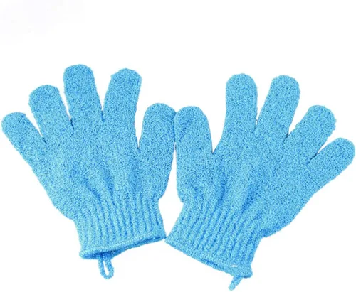 Vista 7 de FRCOLOR 1 par de guantes exfoliantes para el cuerpo, guantes de baño, guantes de baño, guantes de ducha, guantes de spa, toalla blanca exfoliante