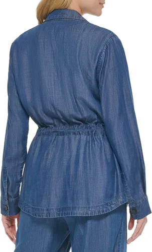 Vista 4 de Calvin Klein Women's Essential Lightweight Sinched Waist Cuff Sleeve Jacket (Regular and Plus Sizes)