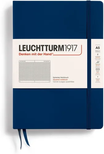 Vista 7 de LEUCHTTURM1917 - Cuaderno de tapa dura mediano A5 con 251 páginas numeradas para escritura y diario (negro, liso)