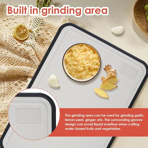 Vista 6 de 2 tablas de cortar de doble cara resistentes de acero inoxidable y polipropileno para cocina con área de molienda, tabla de cortar carne, apta