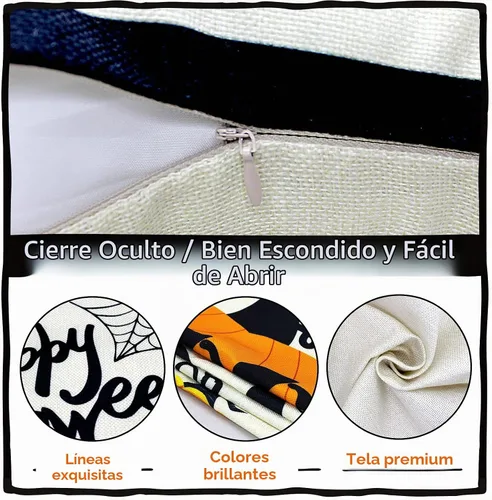 Vista 3 de CH HAICHENG Juego de 4 fundas de almohada de Halloween de 18 x 18 pulgadas, juego de 4 fundas de almohada de lino para sofá cama o decoración