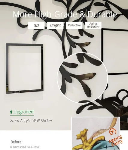 Vista 8 de DecorSmart Marco de fotos de árbol familiar de amor, collage extraíble 3D DIY acrílico decoración de pared pegatinas con cita inspiradora para sala