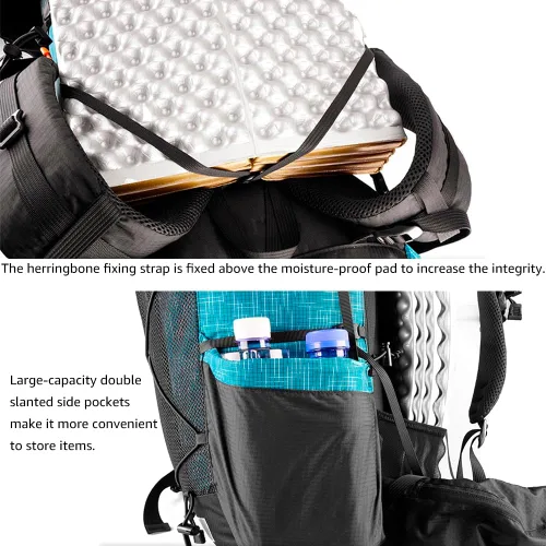 Vista 4 de 3FULGEAR - Mochila de senderismo para hombres y mujeres, 56L (40+16), ligera, para acampar al aire libre, mochila de senderismo, Caqui, Senderismo