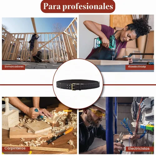 Vista 6 de Style n Craft - Cinturón de trabajo de cuero aceitado extra largo de grano completo de 2 pulgadas de ancho, cinturón duradero y resistente, marrón