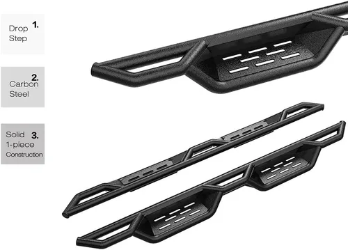 Vista 3 de APS Estribos tubulares negros de 6 pulgadas estilo desplegable, barras Nerf compatibles con Toyota Tacoma 2005-2023 doble cabina de tripulación