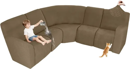 Vista 32 de ALIECOM Fundas 100% impermeables para sofá seccional reclinable, forma de L, elásticas, para esquina, funda para sofá seccional reclinable, lavable