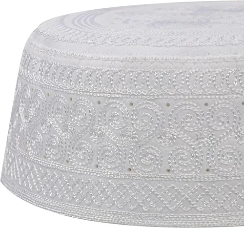 Vista 4 de Sombrero de oración musulmana Kufi para hombres y niños, gorro islámico, gorro de calavera de oración, bordado Kofia Topi, sombrero de sol Ramadán