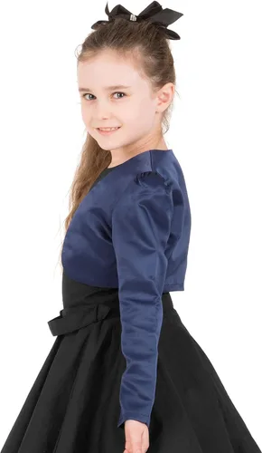 Vista 3 de BlackButterfly Bolero de manga larga de satén para niños y niñas