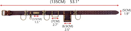 Vista 3 de TOURBON - Cinturón de herramientas ajustable con 2 bolsillos para herramientas, 7 fundas para herramientas (marrón oscuro) Hanging Hooks Hammer
