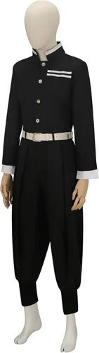Vista 2 de Kamado Tanjiro - Traje de uniforme tipo kimono para cosplay, traje