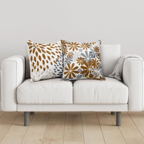 Vista 6 de Baidast Juego de 4 fundas de almohada decorativas marrones de 18 x 18 pulgadas, color marrón y gris, fundas de almohada modernas de lino