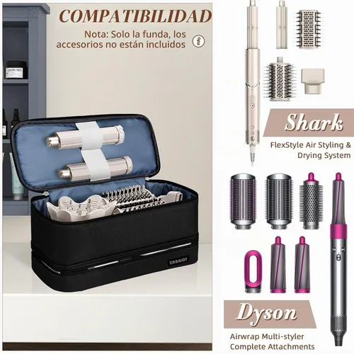 Vista 4 de ZRRAJOY Estuche de almacenamiento de doble capa para Shark Flexstyle, estuche de transporte de viaje para Shark 430/440 Flexstyle, bolsa Negro