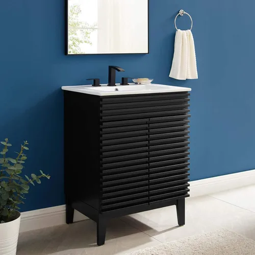 Vista 11 de Modway Render 23.5" tocador de baño en nogal (lavabo no incluido)