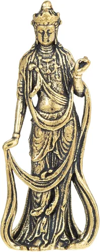 Vista 11 de FENGSHUI-CAISHEN Pequeña estatua de cobre Guan Yin, hecha a mano para meditar la decoración zen, pequeña figura de Quan Yin, Baby Kwan Yin