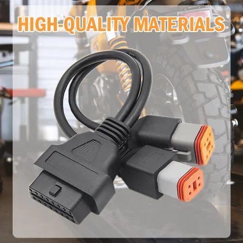 Vista 7 de Cable adaptador OBD2 2 en 1 para escáner de herramienta de diagnóstico de motocicleta de 4 pines+6 pines, funciona en modelos con protocolo J1850