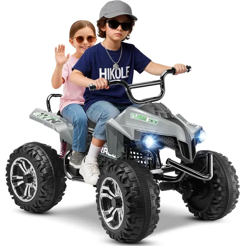 Vista 10 de Hikole ATV de 24 V y 4 ruedas para niños de 6-8-10-14 años para montar al Negro