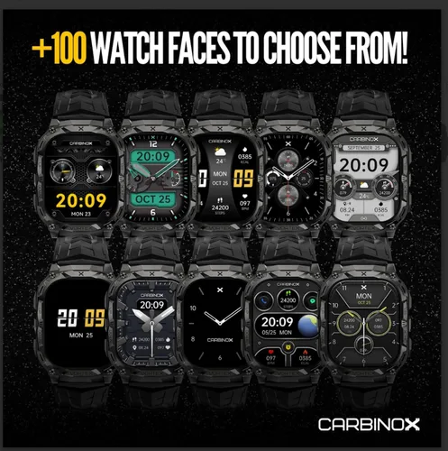 Vista 5 de CARBINOX Vortex - Reloj inteligente con cargador, resistente rastreador de fitness IP69K resistente al agua, compatible con teléfonos Android e iOS
