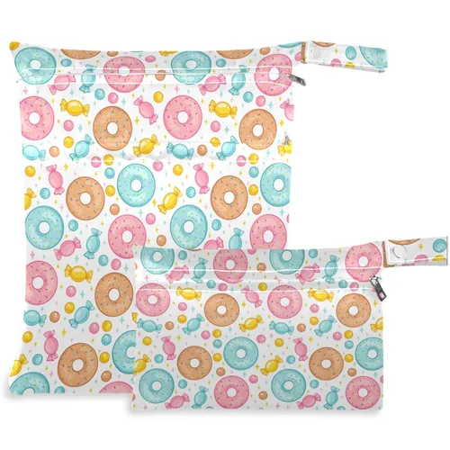 Vista 8 de visesunny Lemon Floral - 2 bolsas húmedas con bolsillos con cremallera, lavable, reutilizable, espaciosa para viajes, playa, piscina, guardería