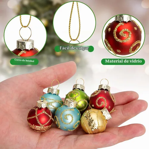 Vista 3 de 24 mini adornos de bolas de cristal de Navidad, mini bolas colgantes de Estilo B