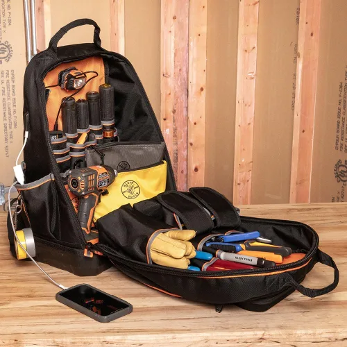 Vista 12 de Klein Tools 62800BP - Mochila para herramientas, 40 bolsillos, color negro y naranja