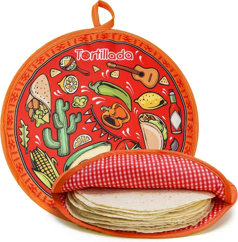 Vista 9 de Tortillada - Calentador de tortilla de 12 pulgadas/recipiente de calor para microondas hecho de algodón/poliéster (negro)