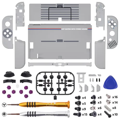 Vista 3 de eXtremeRate DIY Full Set Shell Buttons for Nintendo Switch OLED, Soft Touch Replacement Console Back Plate & Kickstand, Custom Case Housing for