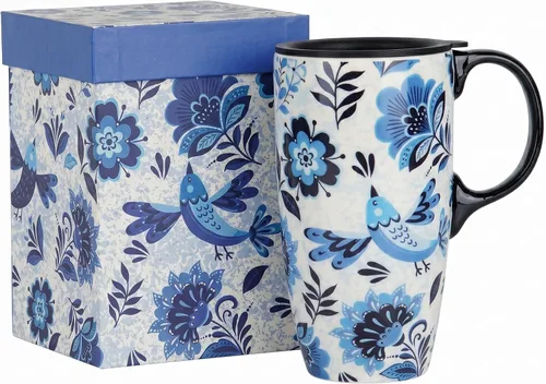 Vista 13 de DUSVALLY Taza de café alta de cerámica, juego de regalo de taza de café de amigos, taza de viaje con tapa para oficina y hogar, taza de porcelana