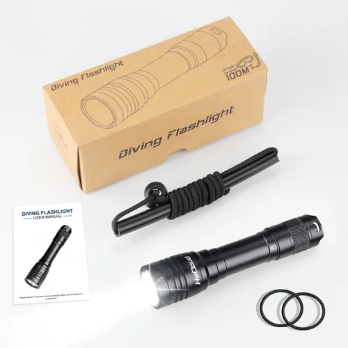 Vista 6 de Linterna de buceo de 3000LM con luz de buceo recargable, linterna subacuática de 328 pies IPX8 impermeable 4 modos de luz de seguridad con cargador