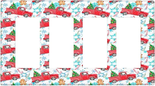 Vista 9 de Cubierta de interruptor de luz dúplex de 1 banda, cubierta decorativa de Navidad con copos de nieve rojos, placa frontal decorativa para cocina