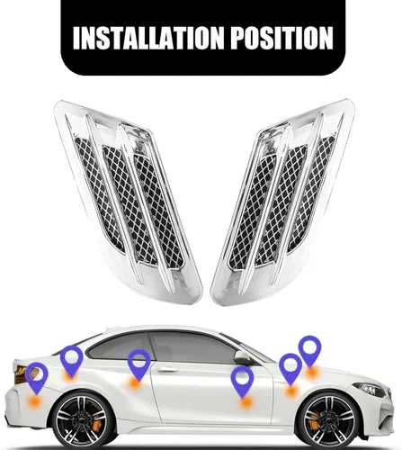Vista 3 de ZKFAR ZACT04-SI - 2 piezas de cubierta de salida de aire para capó del motor, calcomanías de ventilación de malla lateral de automóvil, 8.6 x 3