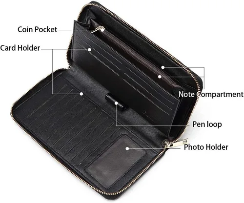 Vista 7 de CLUCI Paquetes de monederos y cartera para mujer, bolsos de cuero vegano.., plateado