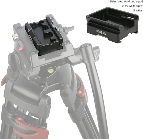 Vista 2 de NICEYRIG Abrazadera de liberación rápida para ARCA Swiss Standard, con placa inferior para Manfrotto 577/501/504/701, adaptador de interruptor