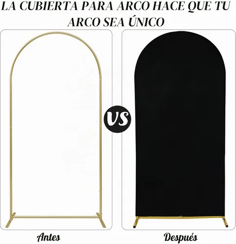 Vista 4 de Juego de 2 fundas para arco de boda de 2 lados, parte superior redonda de spandex ajustada, funda de telón de fondo para arco, para decoración