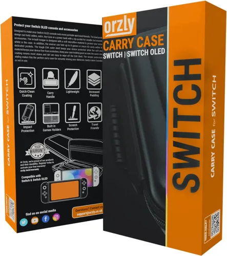 Vista 2 de Orzly Carrying case for Nintendo Switch OLED and Switch Console - Orange Protective Hard Portable Travel case Shell Pouch for Nintendo Switch
