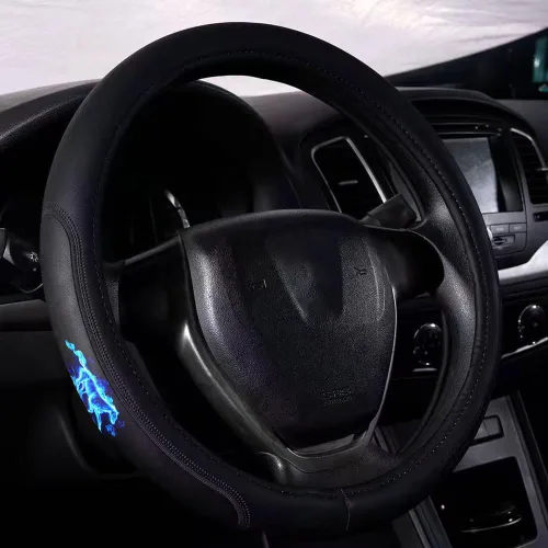Vista 5 de Funda para volante a medida, funda de cuero prémium para automóvil, antideslizante, transpirable, diseñada para accesorios de auto Bronco