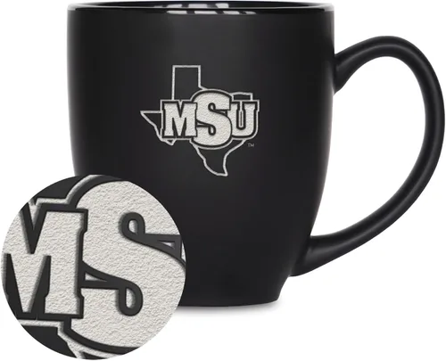 Vista 90 de Rico Industries - Taza de cerámica mate negra con grabado láser estándar de 15oz para NCAA (escuelas T & U) - Para bebidas calientes o frías