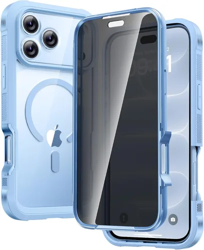 Vista 252 de Carcasa Diaclara diseñada para iPhone 12/12 Pro, carcasa completa resistente con protector de pantalla táctil y antiarañazos integrado, carcasa Azul