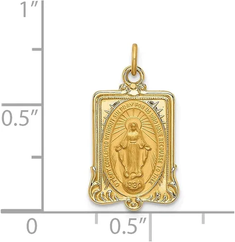 Vista 3 de Diamond2Deal Medalla milagrosa rectangular de satén de oro amarillo de 14 quilates para mujer L- 0817in ancho 0433in Metal