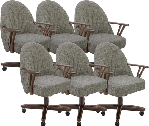 Vista 30 de Chromcraft Juego de 1 sillas giratorias inclinables, sillas con ruedas para sala de cocina