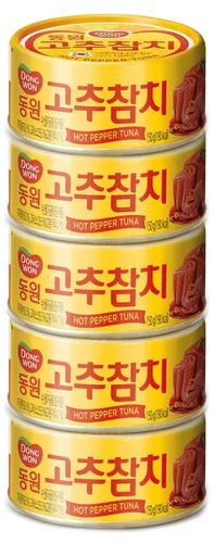 Vista 5 de Dongwon - Lata de atún con salsa de pimiento picante, 3.5 onzas (3.53 oz) x 5 latas - Atún enlatado coreano