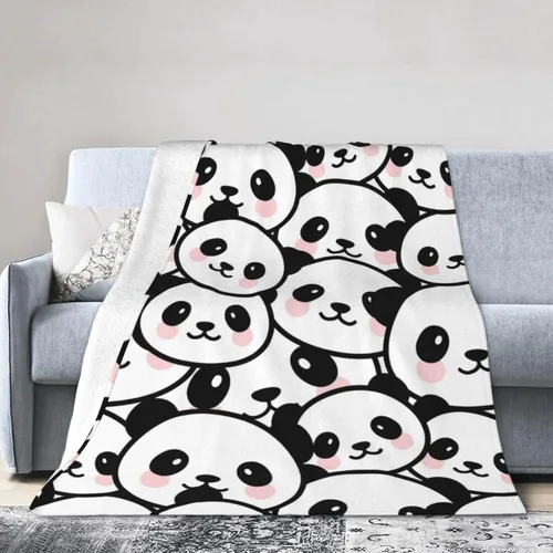 Vista 7 de Manta de panda para niños y niñas, con bonito diseño de panda impreso, manta para regazo de niños, silla, cálida y suave manta acogedora, 30 x 40