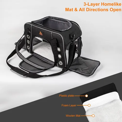 Vista 4 de Lifeand Transportador de gatos para gatos grandes y medianos de menos de 18 libras, plegable y suave, transportador para perros, aprobado por