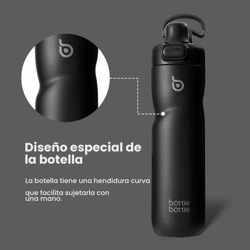 Vista 5 de BOTTLE BOTTLE Botella de agua aislada con asa 24 oz negro