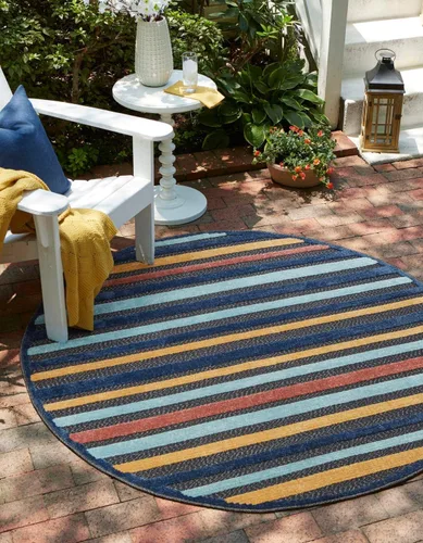 Vista 9 de Unique Loom Belize Outdoor Collection - Alfombra rectangular de 2 x 3 pies 1 pulgada, color carbón y azul claro